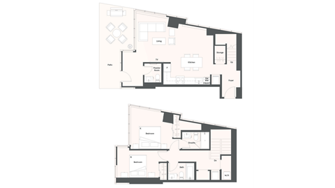 Floor plan for 2 beds, 2 baths, 1335 sqft